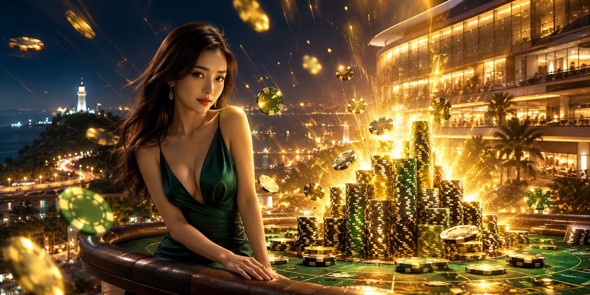 Thành phố về đêm với ánh sáng đèn casino hiện đại ở Việt Nam